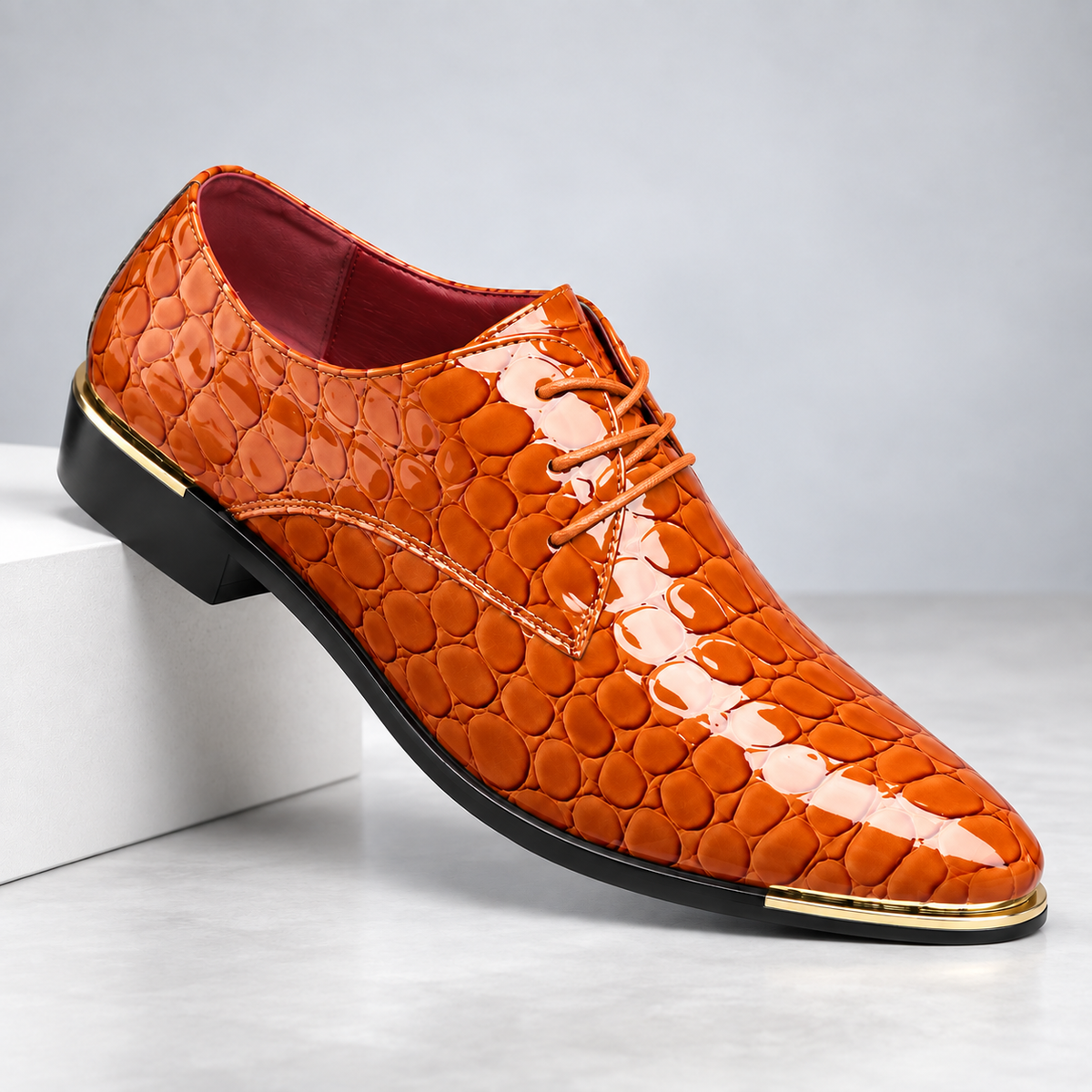 Chaussures de Ville Homme en Cuir Texturé à Lacets