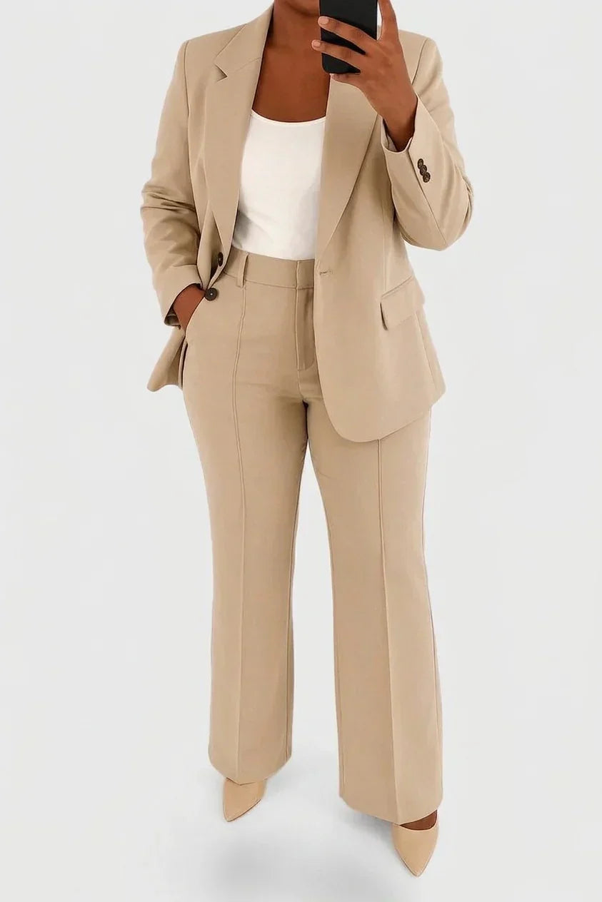 Tailleur Deux Pièces Femme Veste et Pantalon Coordonnés