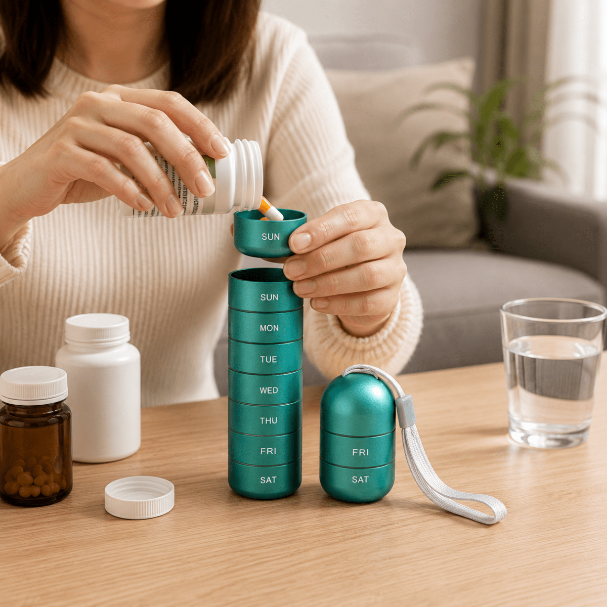 Pillendoos – Portable 7-Day Pill and Supplement Organizer, Perfect for Home and Travel