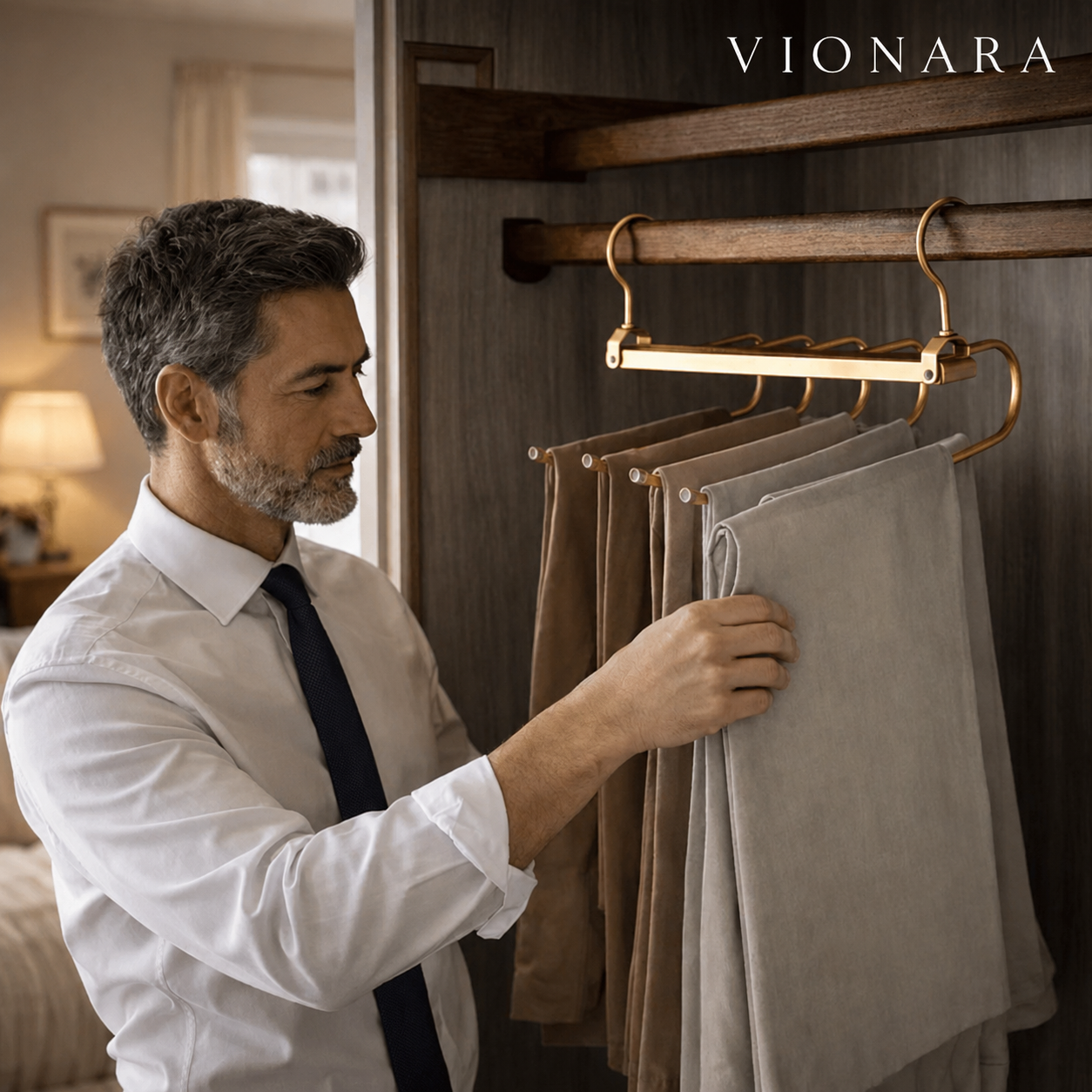 Percha que ahorra espacio – Aluminio anodizado, diseño elegante para armarios o vestidores