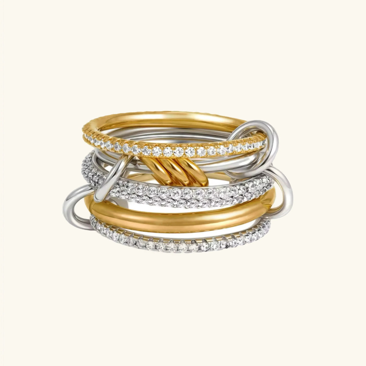 Bague Femme Plaquée Or Multi-Rangs Effet Empilé