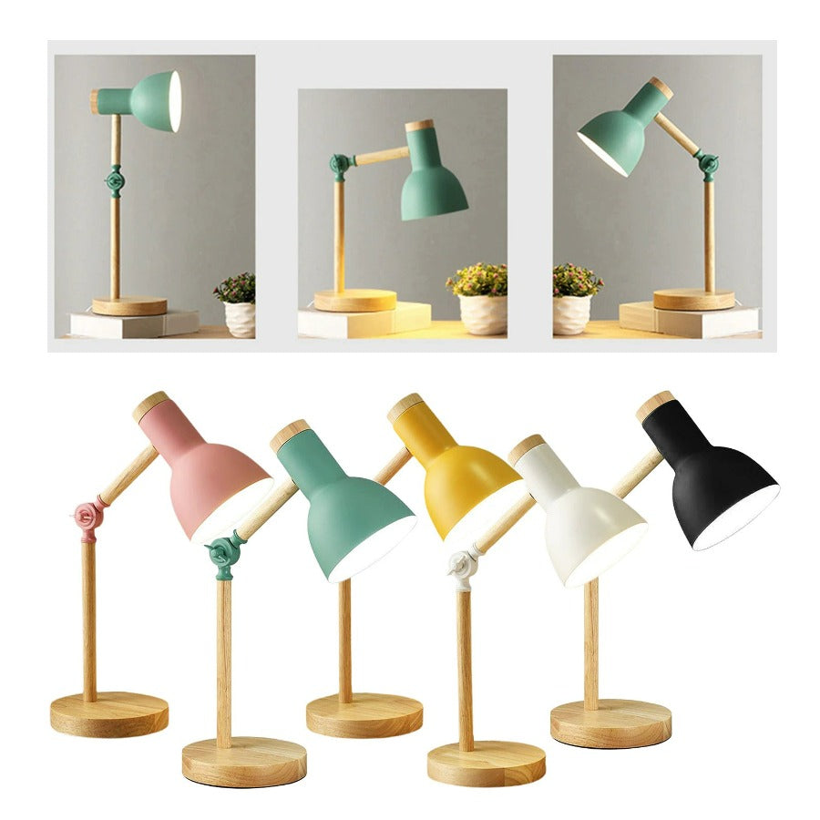 Lampe de Bureau en Bois Style Scandinave, Réglable en Hauteur