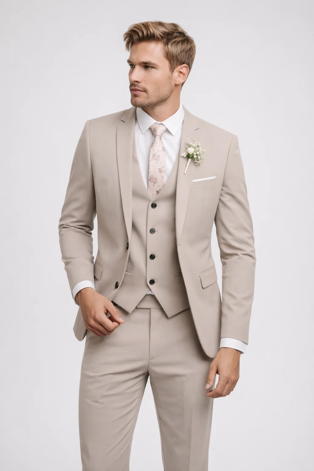 Costume Homme 3 Pièces Coupe Ajustée - Veste, Gilet, Pantalon