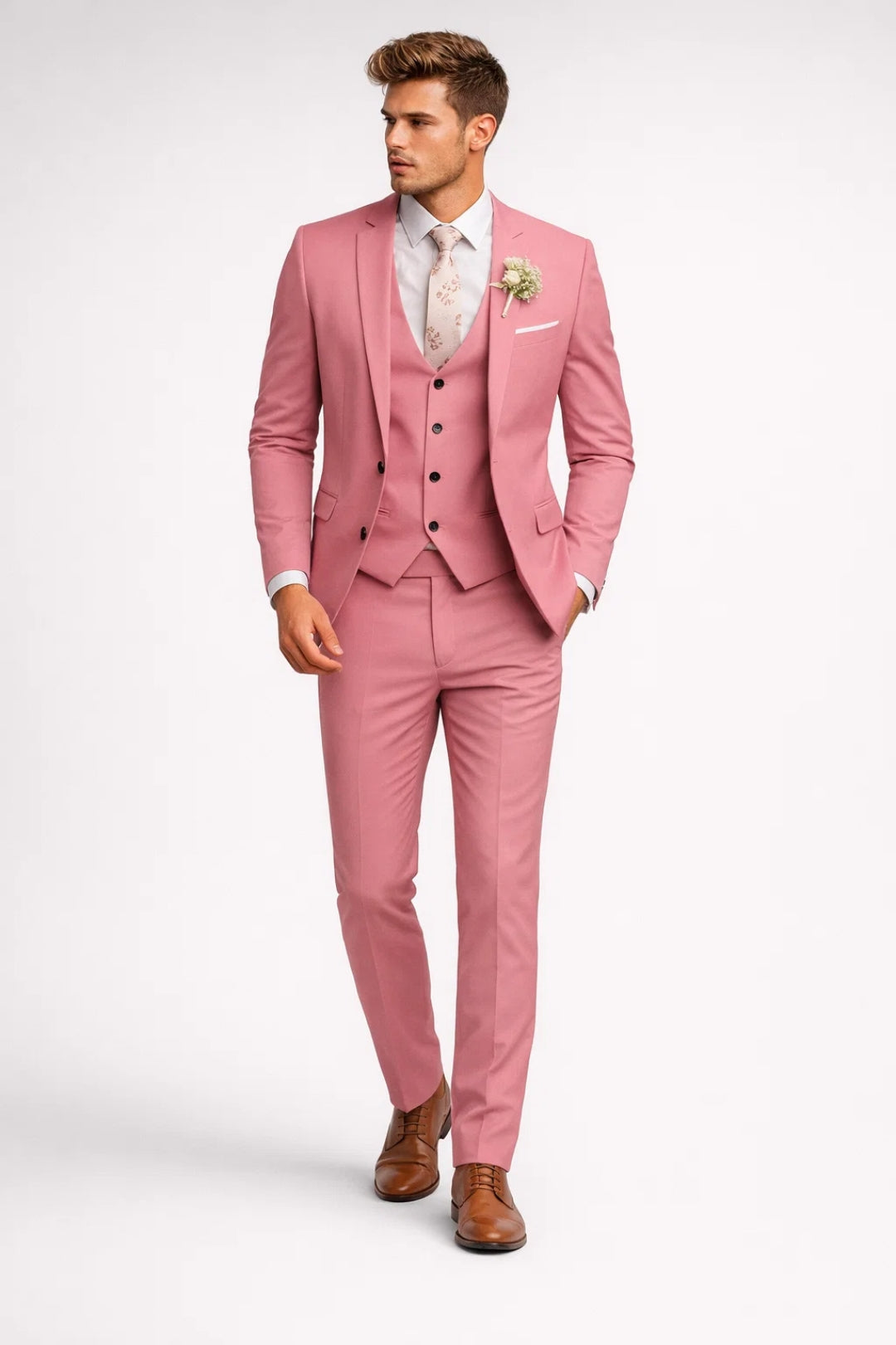 Costume Homme 3 Pièces Coupe Ajustée - Veste, Gilet, Pantalon