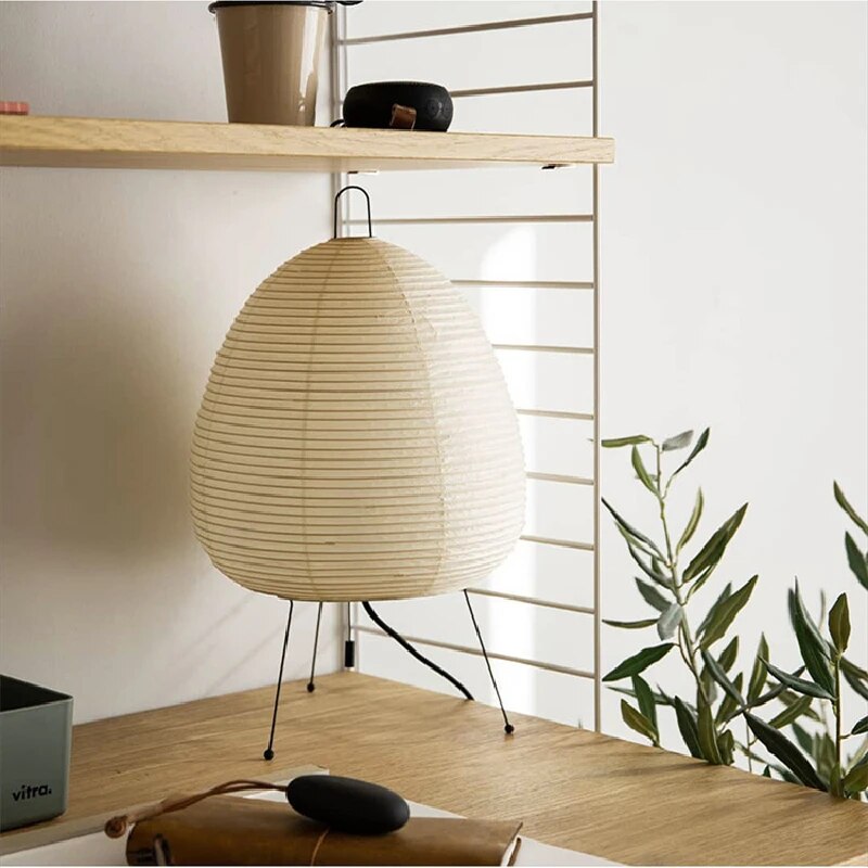 Lampe de Table en Papier de Riz Japonais – Éclairage LED Intégré