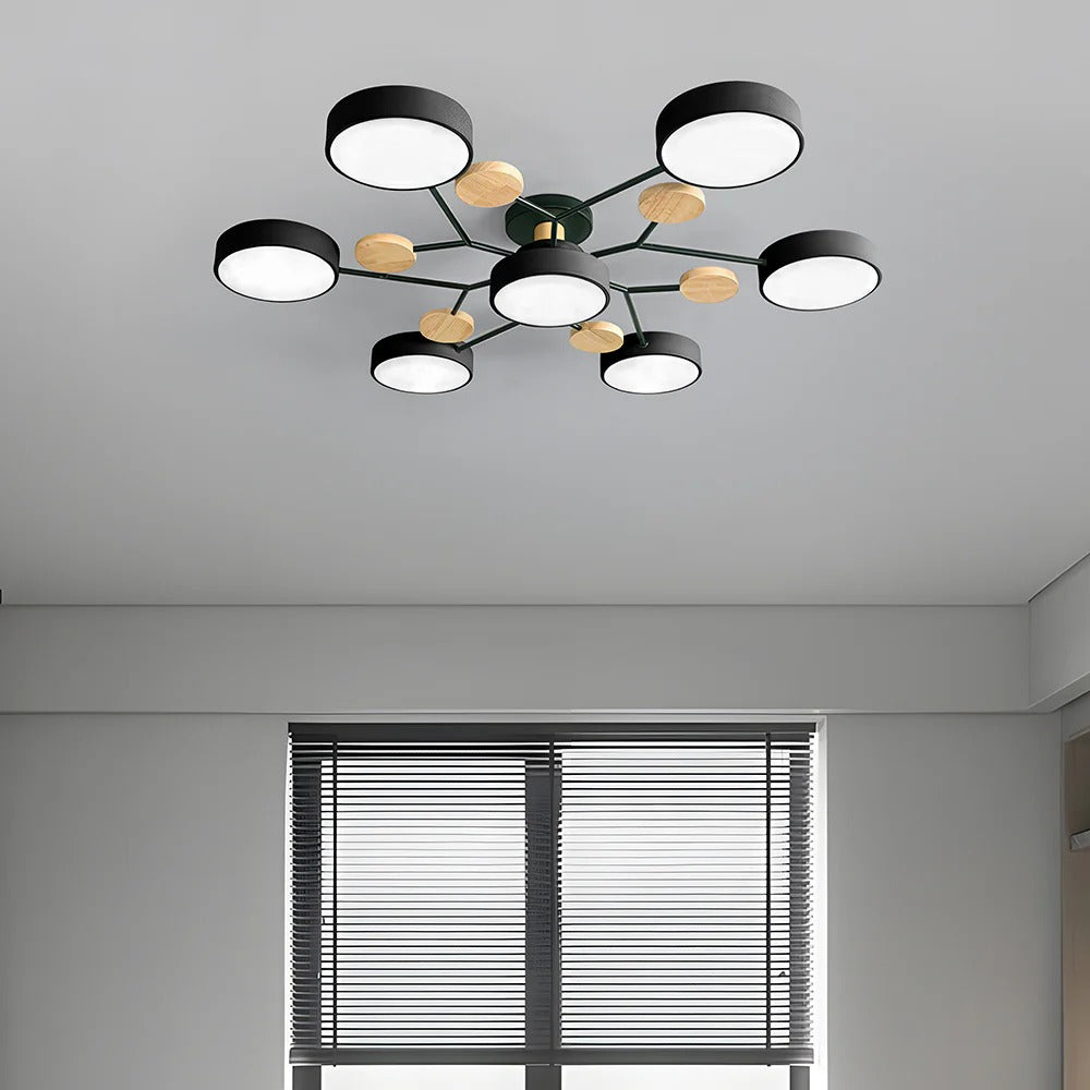 Plafonnier LED Rond en Fer - Lustre Semi-Encastré Design Contemporain
