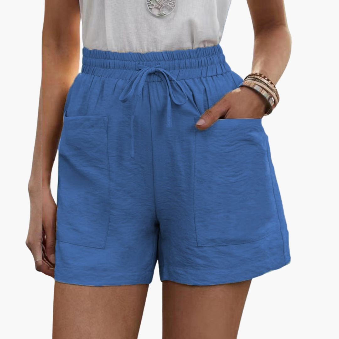 Short Femme Taille Élastique à Cordon et Poches Larges