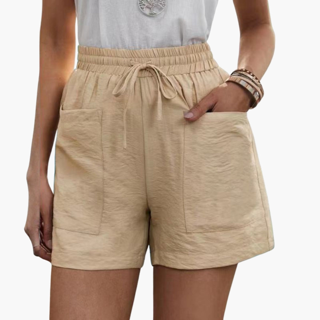 Short Femme Taille Élastique à Cordon et Poches Larges