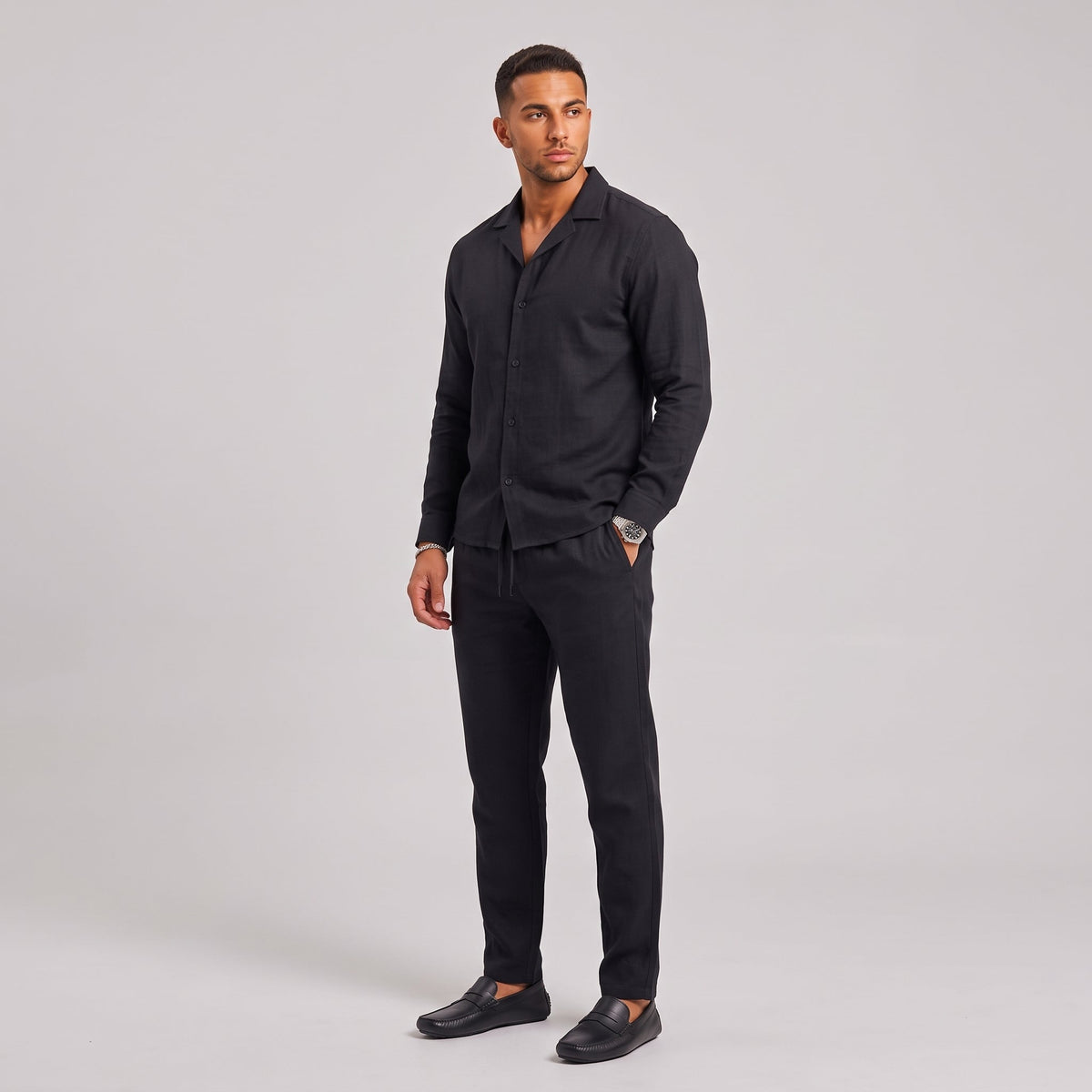 Ensemble Lin Homme Col Cubain - Chemise et Pantalon Été