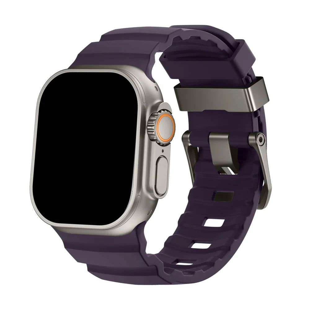 Bracelet Apple Watch en Silicone - Boucle Titane 44/45/46/49mm