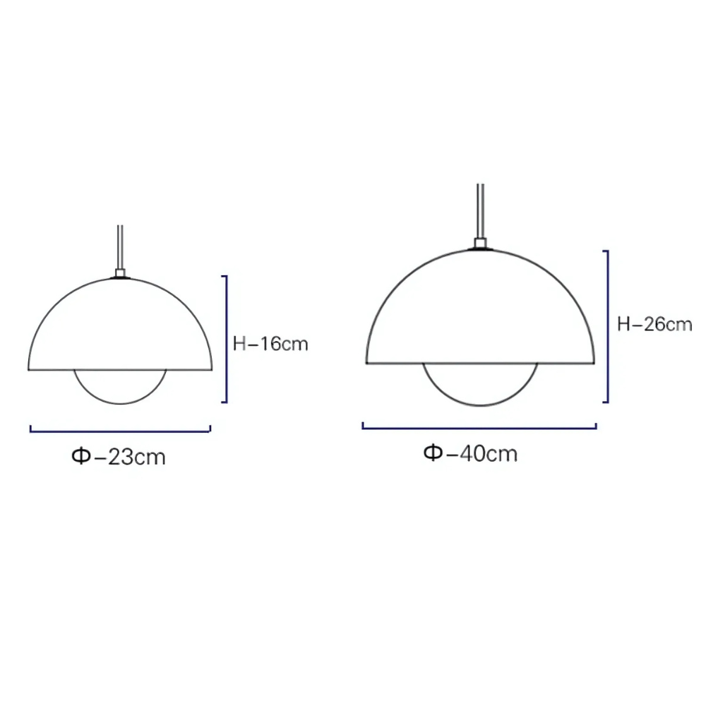 Suspension – Demi-sphère, finition mate au design scandinave pour salle à manger ou salon