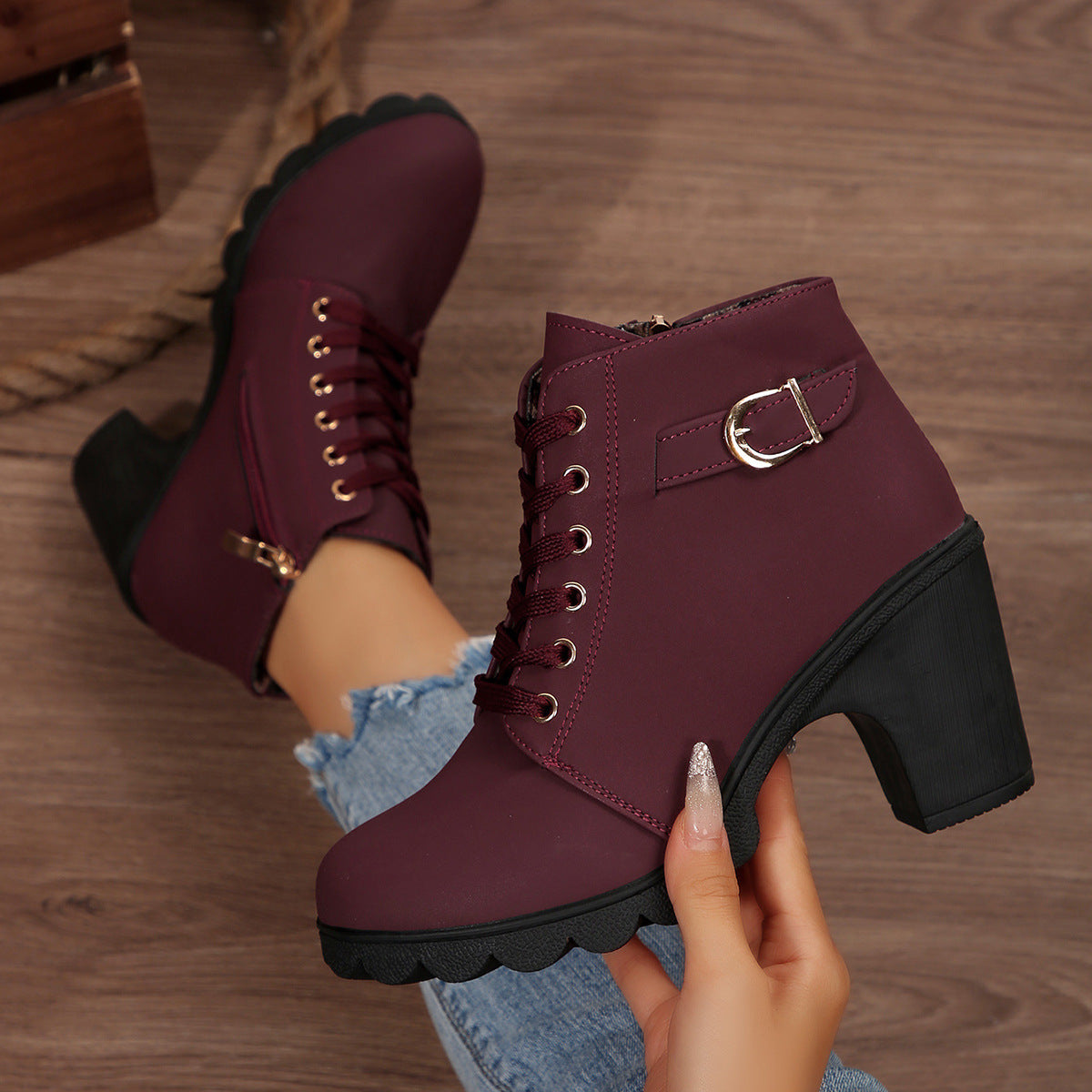 Bottines Femme à Talon Plateforme et Zip Latéral