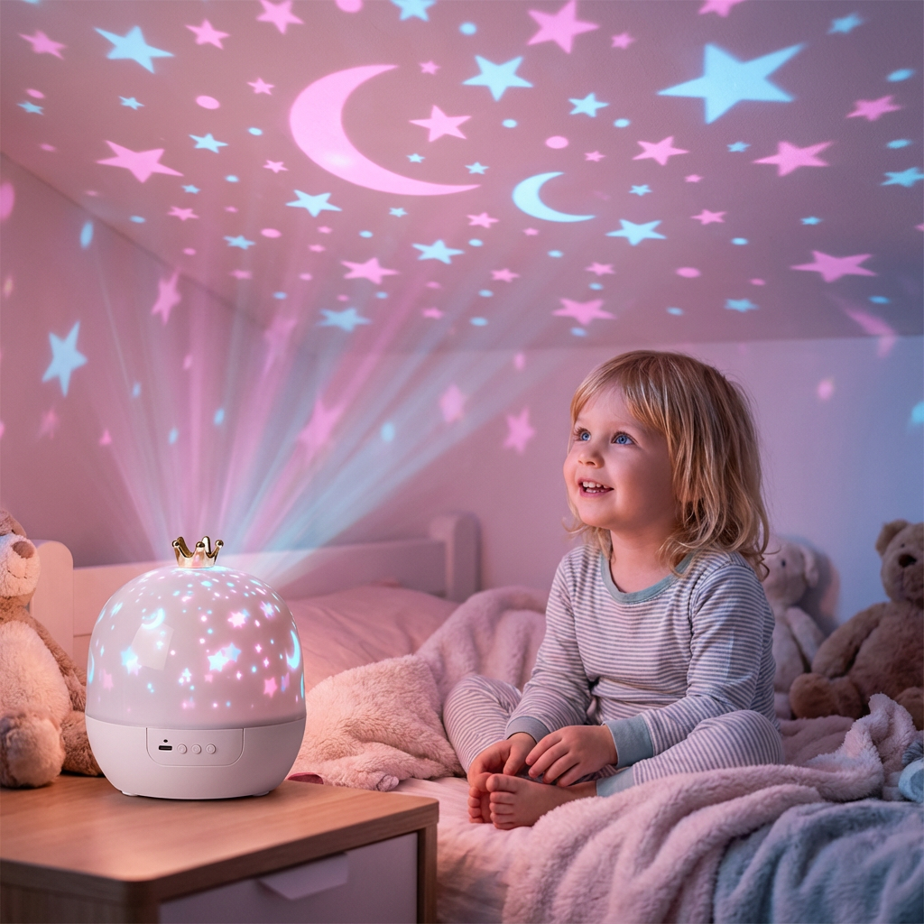 Veilleuse Enfant et Projecteur 2 en 1 - Ciel Étoilé et Monde Marin