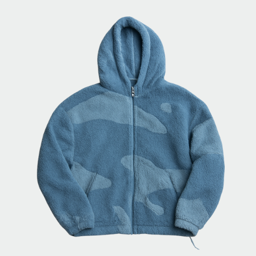 Veste Polaire Homme à Capuche et Zip, Coupe Color Block