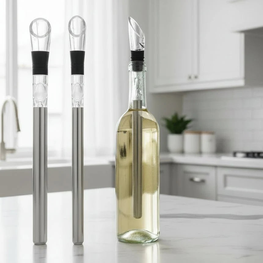 Refroidisseur de Vin – Tige Refroidissante 3-en-1 pour une Température Parfaite et Aération pour Dîner ou Occasions Festives