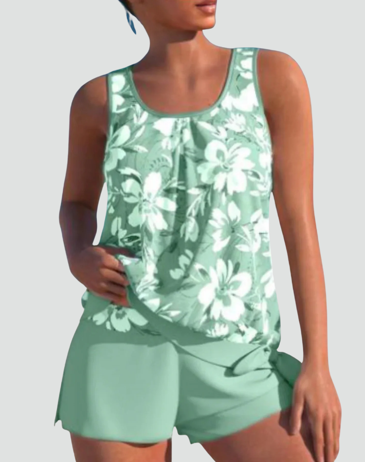 Maillot Tankini Femme Fleuri Deux Pièces Galbant