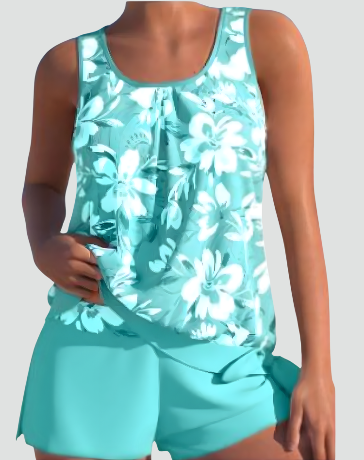 Maillot Tankini Femme Fleuri Deux Pièces Galbant