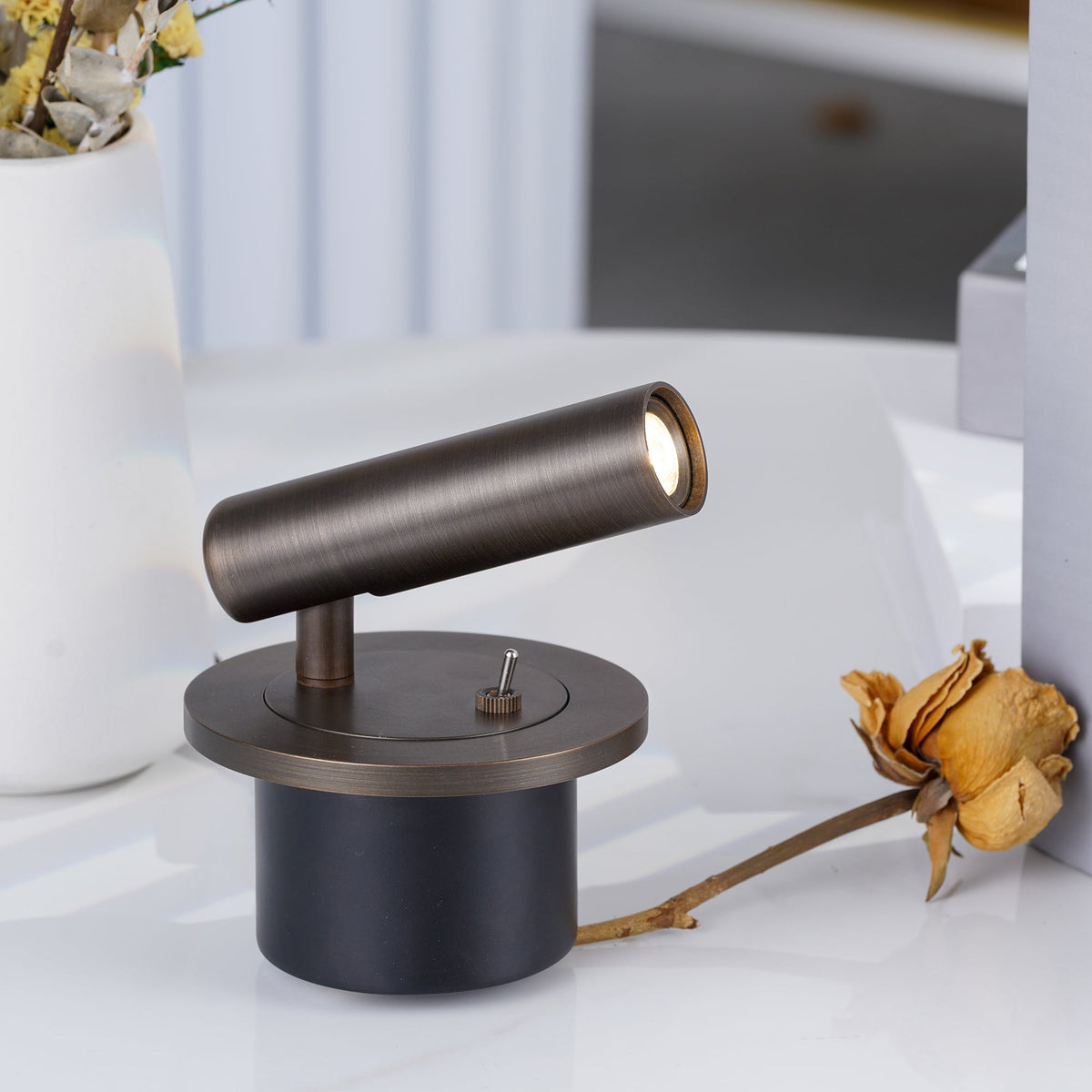 Applique Murale de Lecture Orientable en Métal, Tête Cylindrique LED