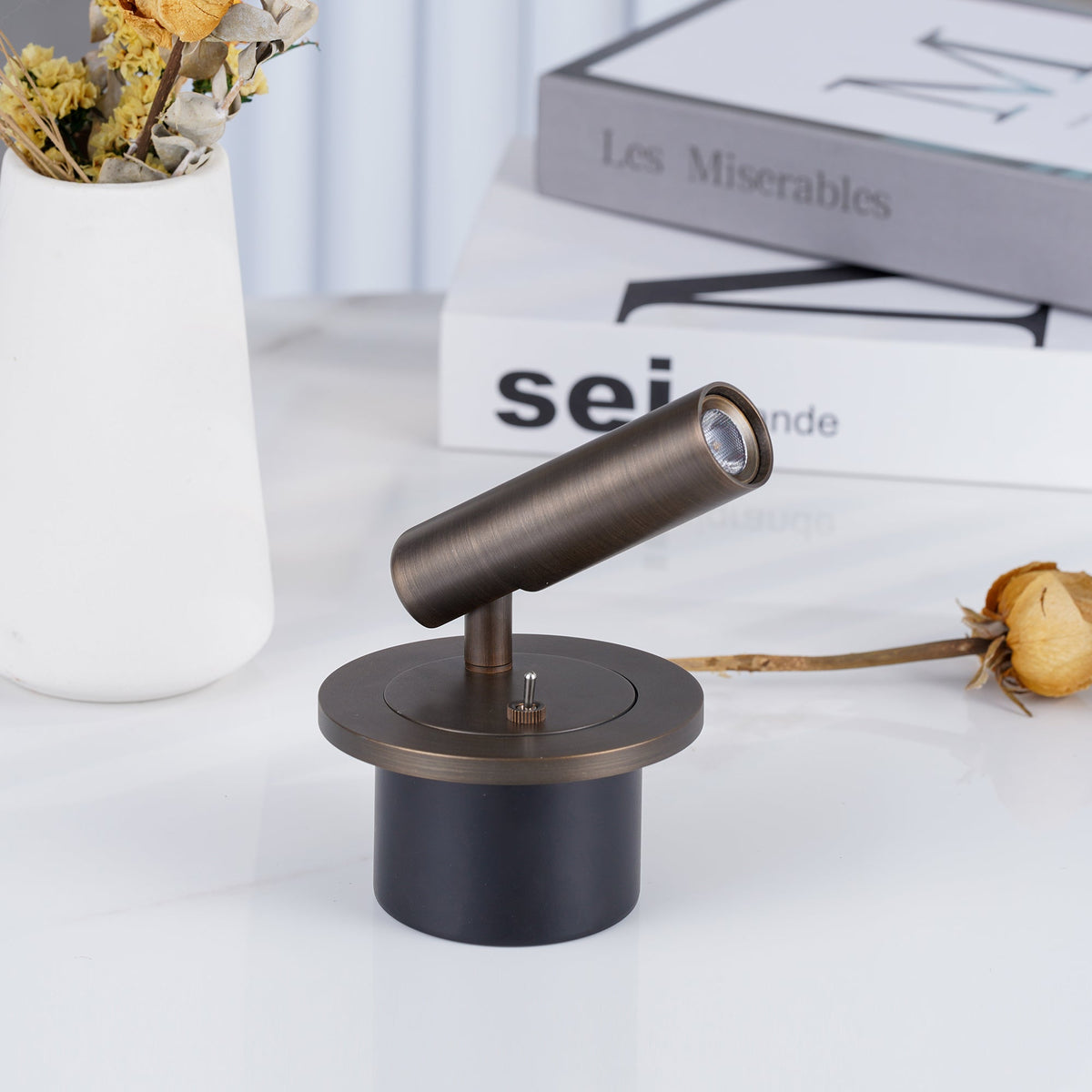 Applique Murale de Lecture Orientable en Métal, Tête Cylindrique LED