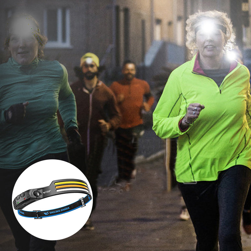LED-hoofdlamp – Zwart, lichtgewicht met sensor voor kamperen en buitenactiviteiten