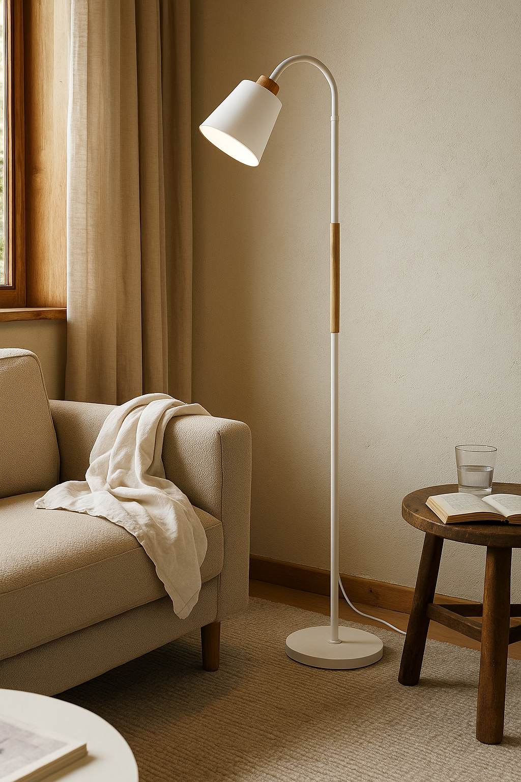 Lampadaire Orientable Bois et Métal pour Salon et Chambre