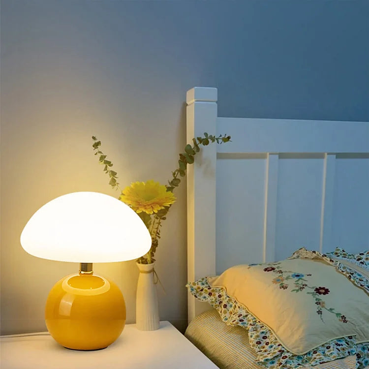 Lampe de Table Champignon Style Rétro Français en Céramique