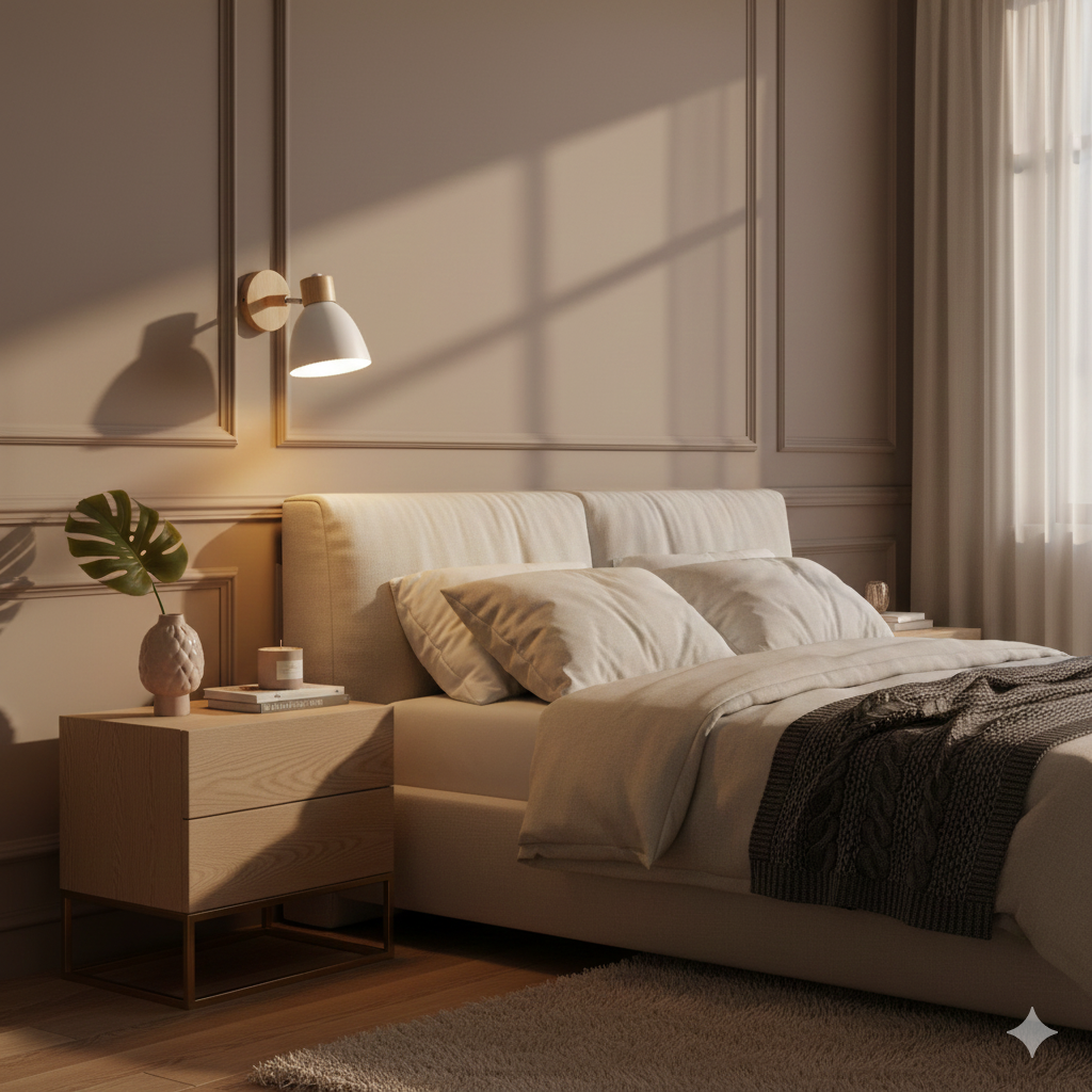 Applique Murale Bois et Métal, Bras Orientable et Abat-jour Conique