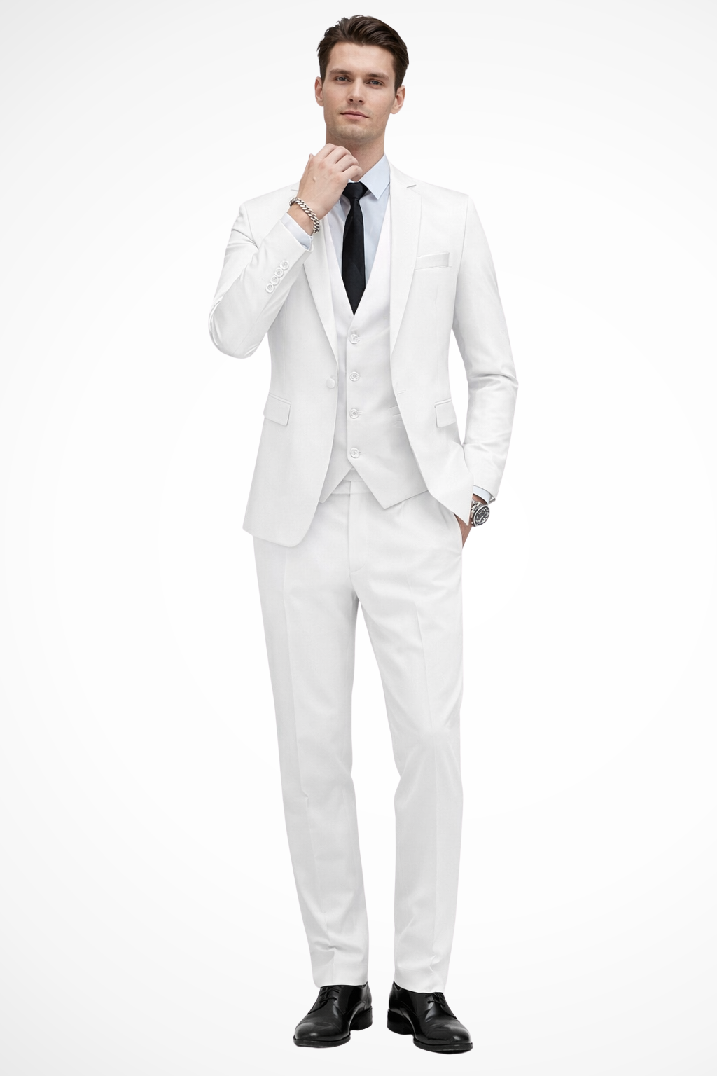 Costume Homme 3 Pièces Coupe Slim Col Cranté