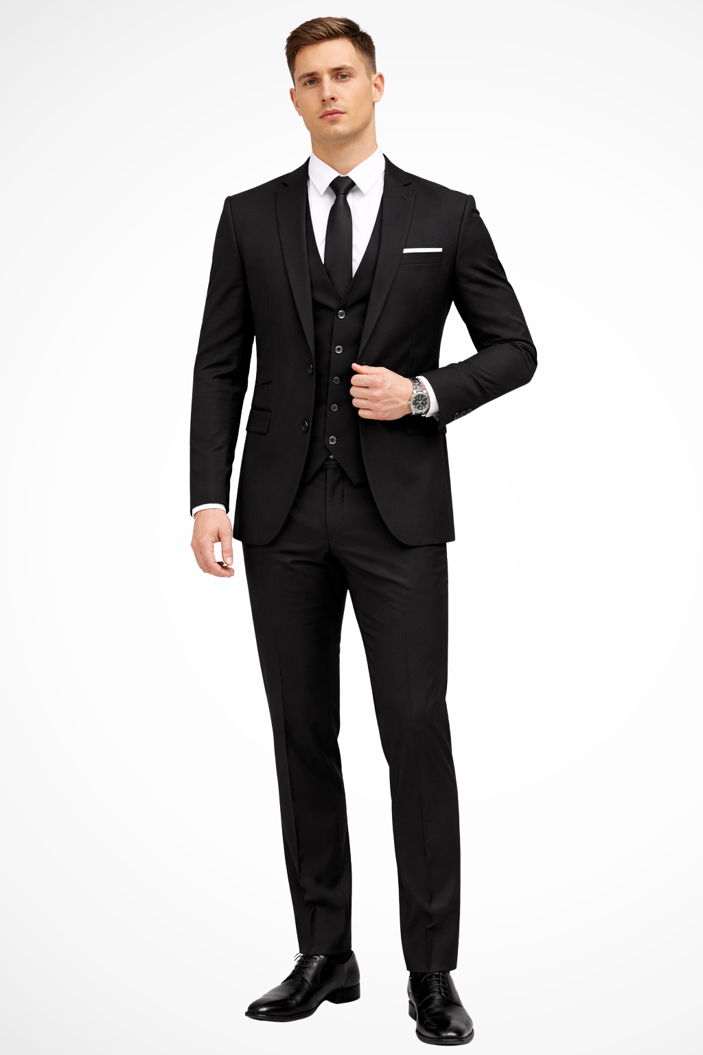Costume Homme 3 Pièces Coupe Slim Col Cranté