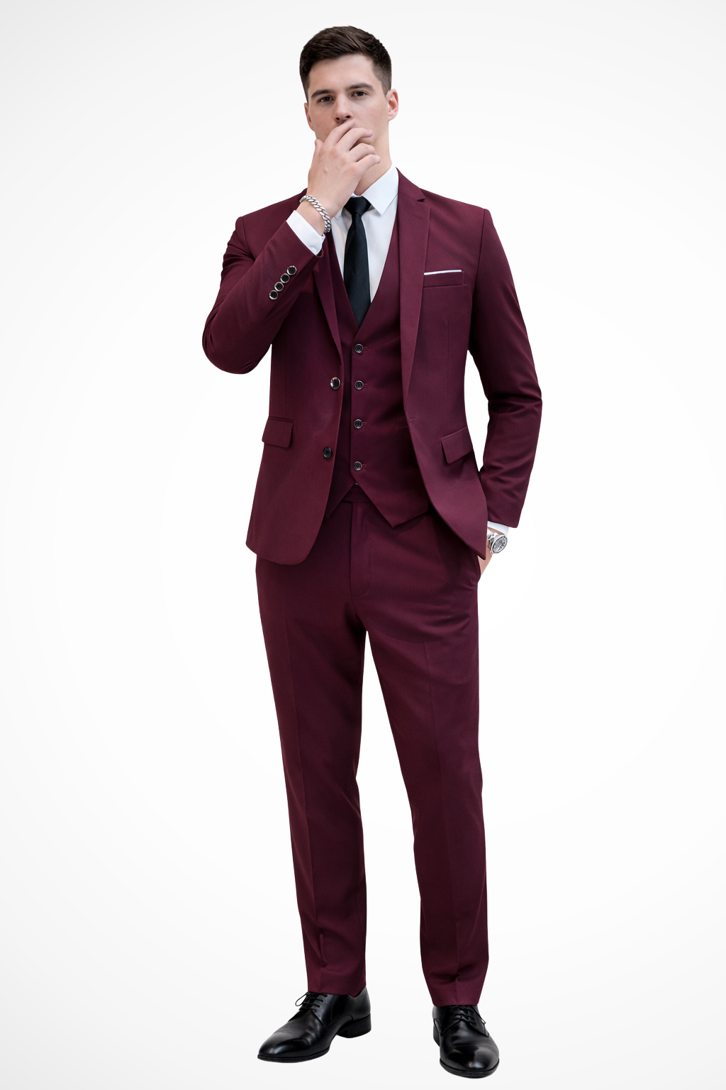 Costume Homme 3 Pièces Coupe Slim Col Cranté