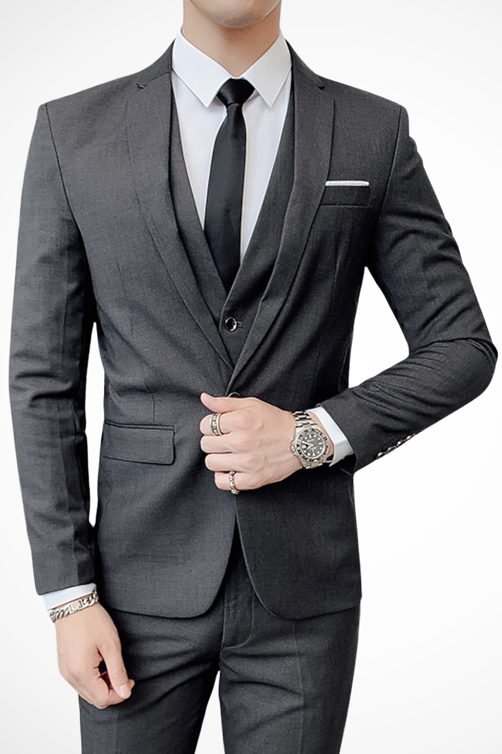 Costume Homme 3 Pièces Coupe Slim Col Cranté