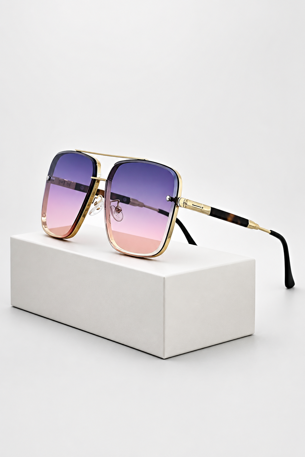 Lunettes de Soleil Aviateur Rétro Monture Dorée et Verres Dégradés UV400
