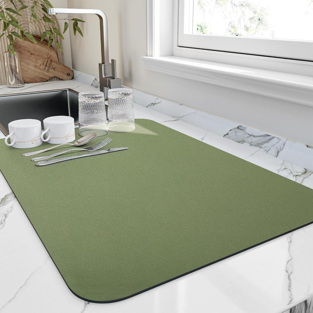 Quick-Drying Dish Mat – Absorbent Diatomaceous Earth, Modern Design for Kitchen Countertops