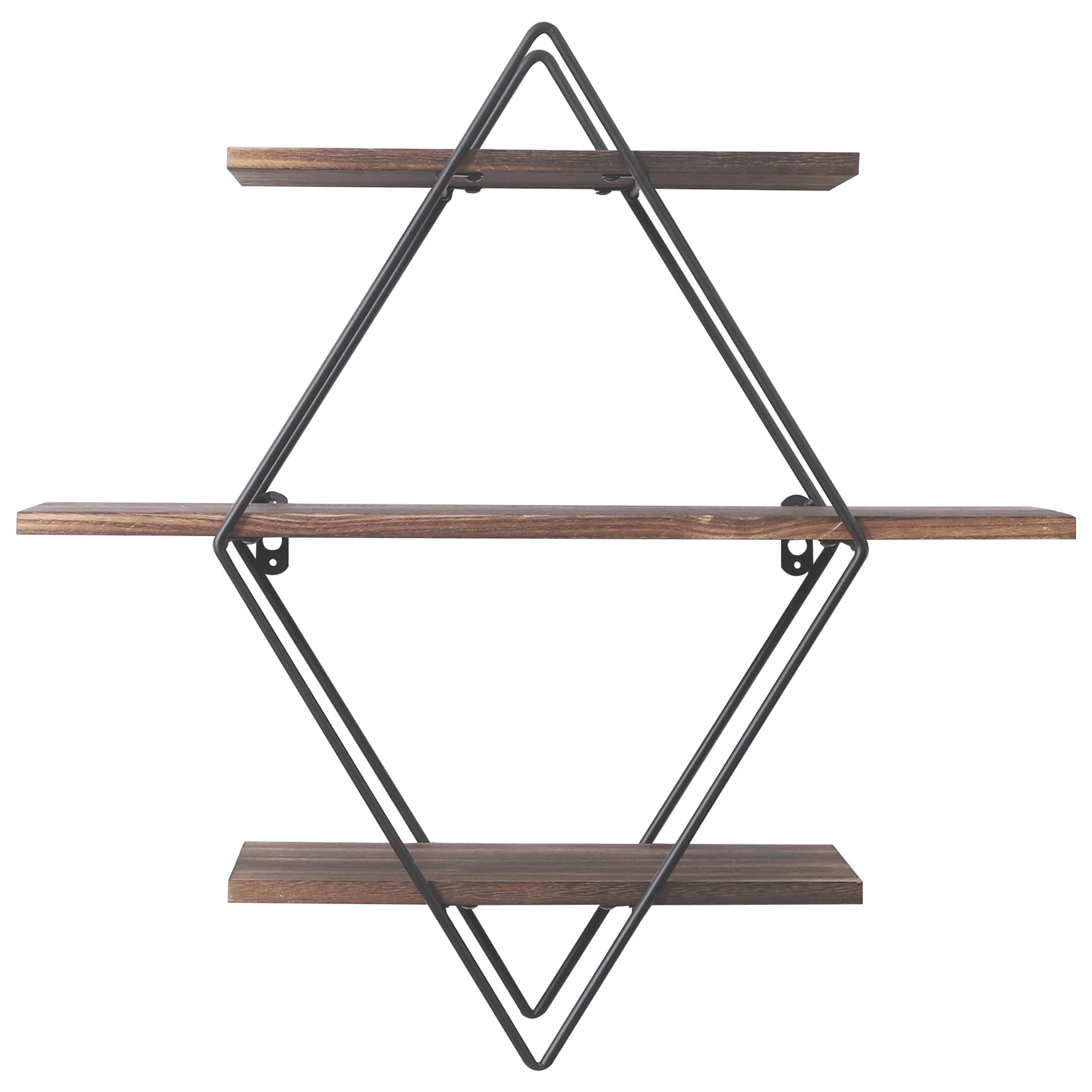 Wall Shelf – Black Metal and Natural Wood, Modern Three-Tier Design for the Living Room or Office