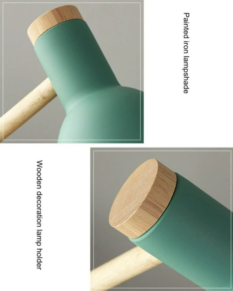 Lampe de Bureau en Bois Style Scandinave, Réglable en Hauteur