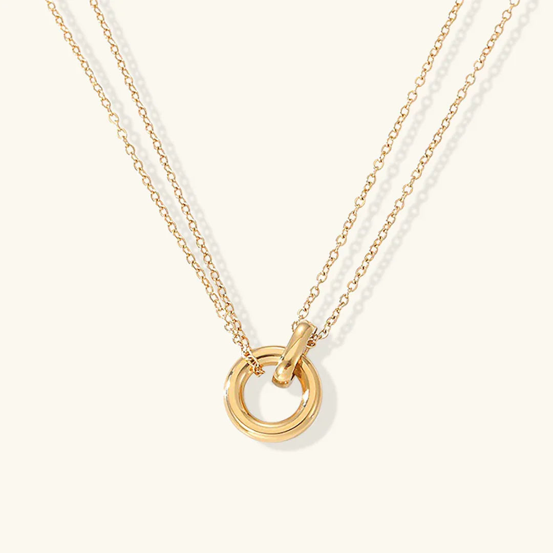Collier Pendentif Cercles Entrelacés Plaqué Or pour Femme