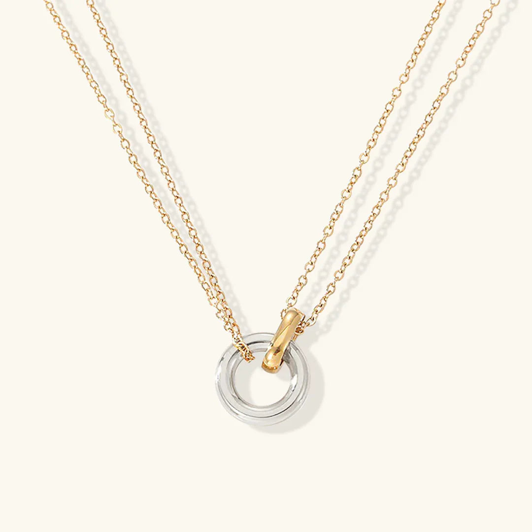 Collier Pendentif Cercles Entrelacés Plaqué Or pour Femme