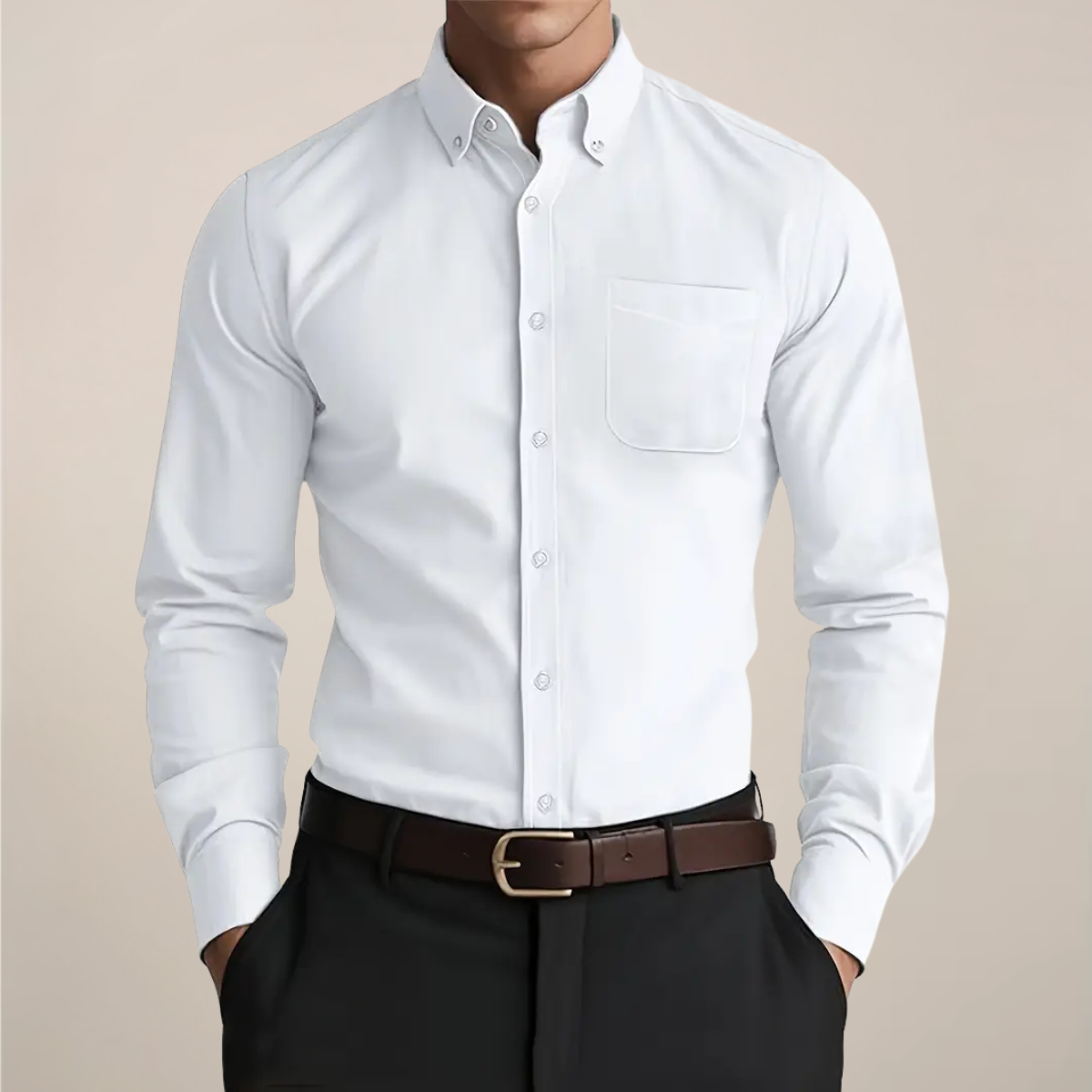 Chemise Homme Coupe Slim Manches Longues avec Poche Poitrine