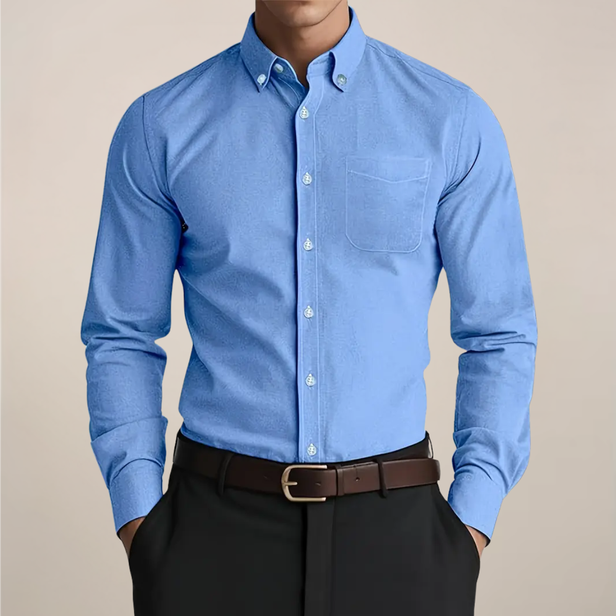 Chemise Homme Coupe Slim Manches Longues avec Poche Poitrine