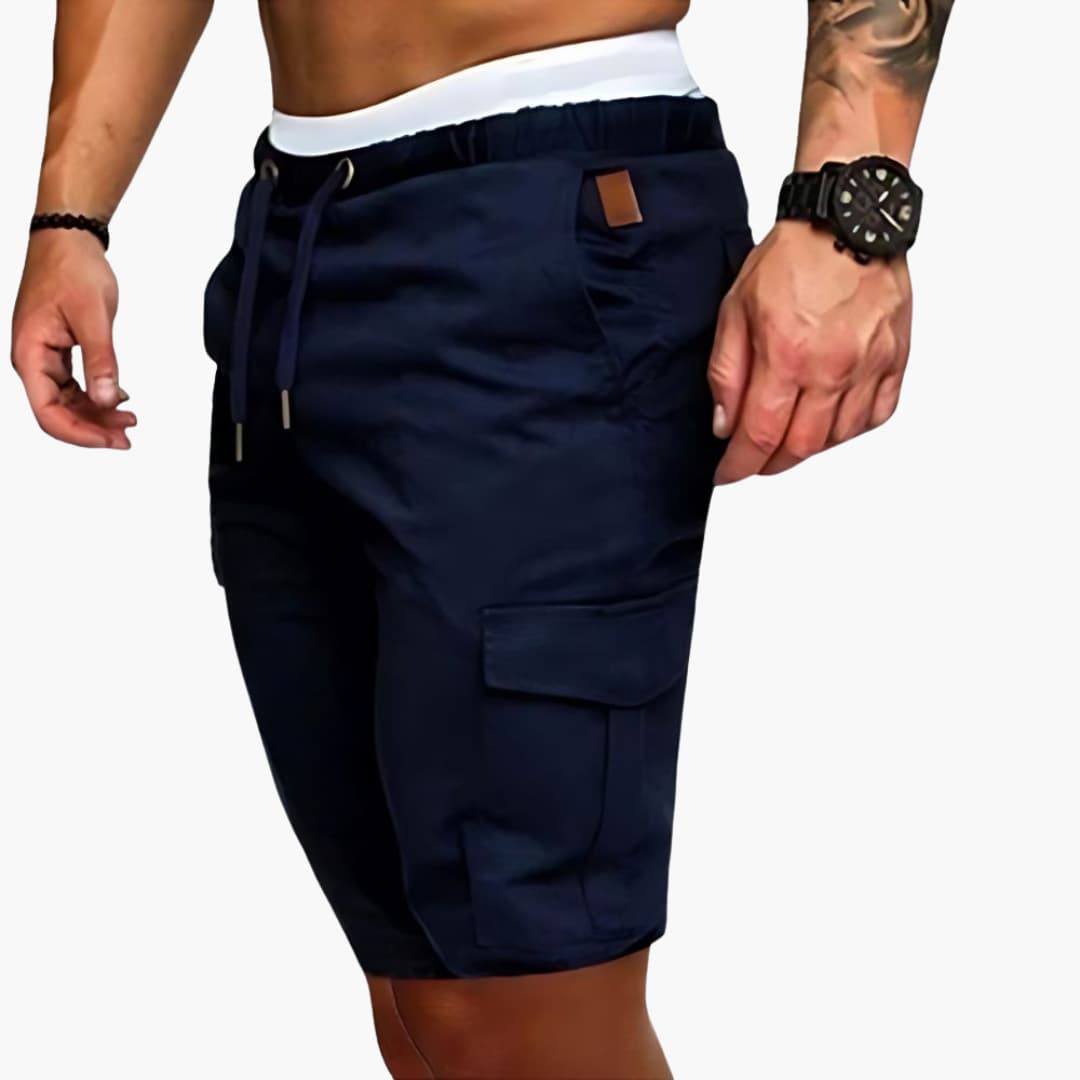 Short Cargo Homme Taille Élastique avec Cordon et Poches