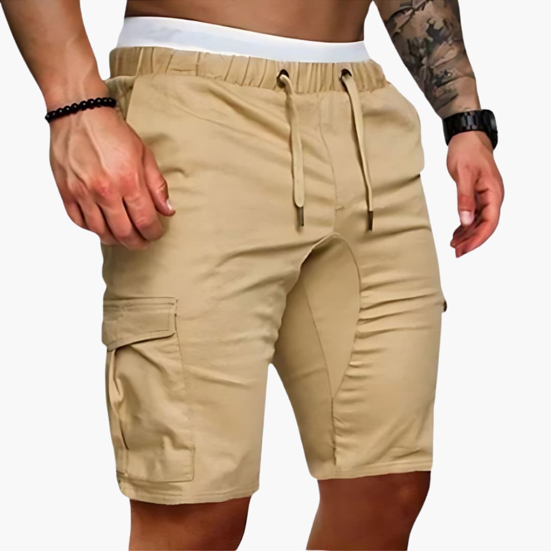Short Cargo Homme Taille Élastique avec Cordon et Poches
