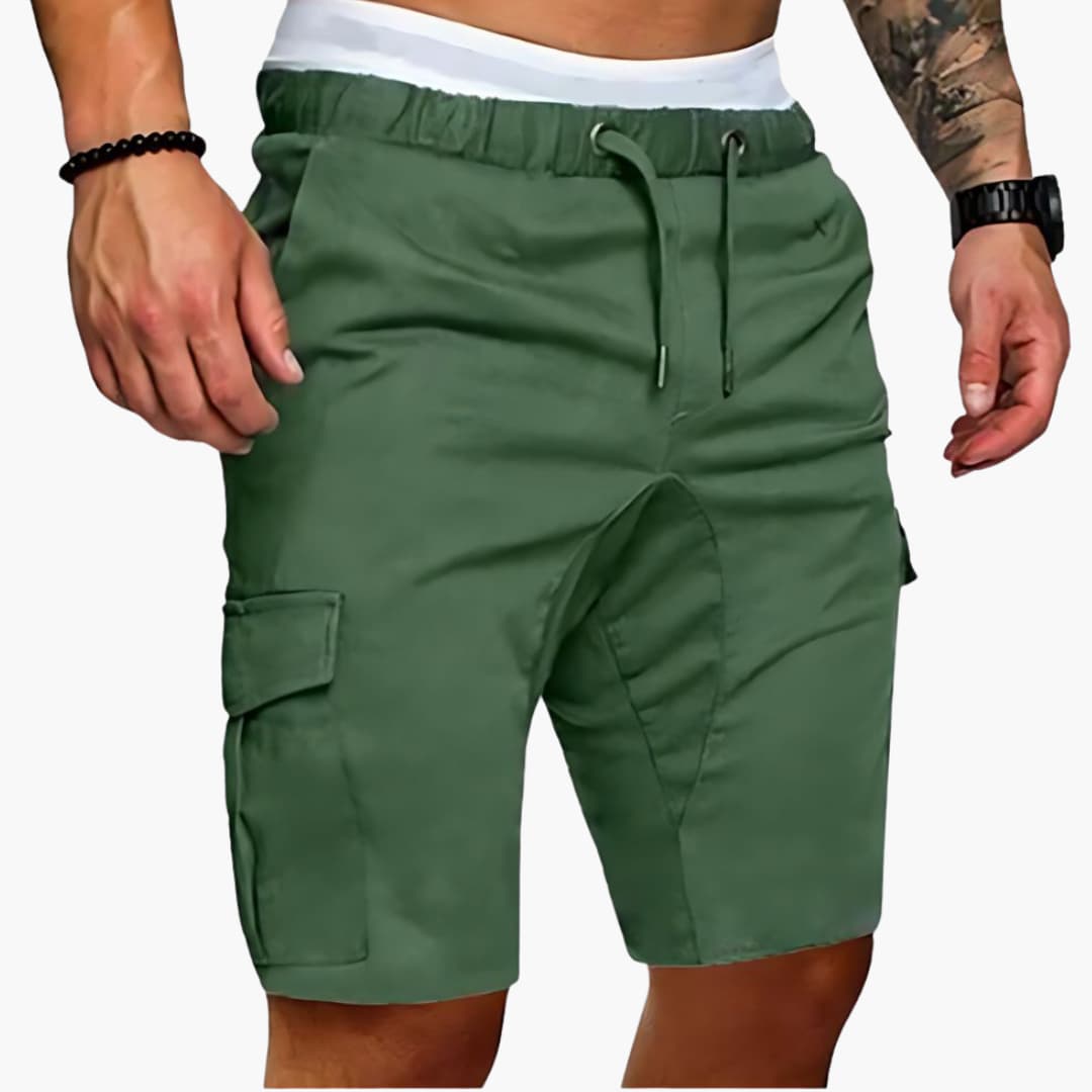 Short Cargo Homme Taille Élastique avec Cordon et Poches