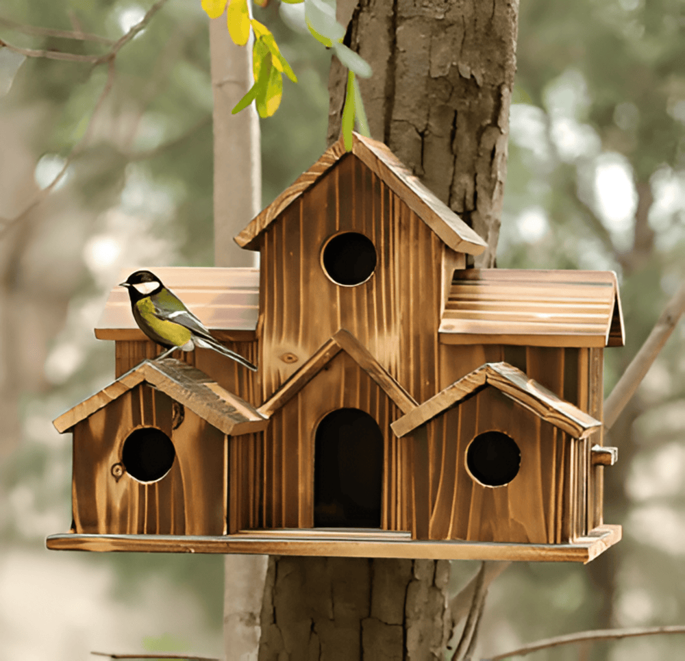 Wooden Birdhouse – Nature, Weather-Resistant Design for the Garden, Balcony, or Patio