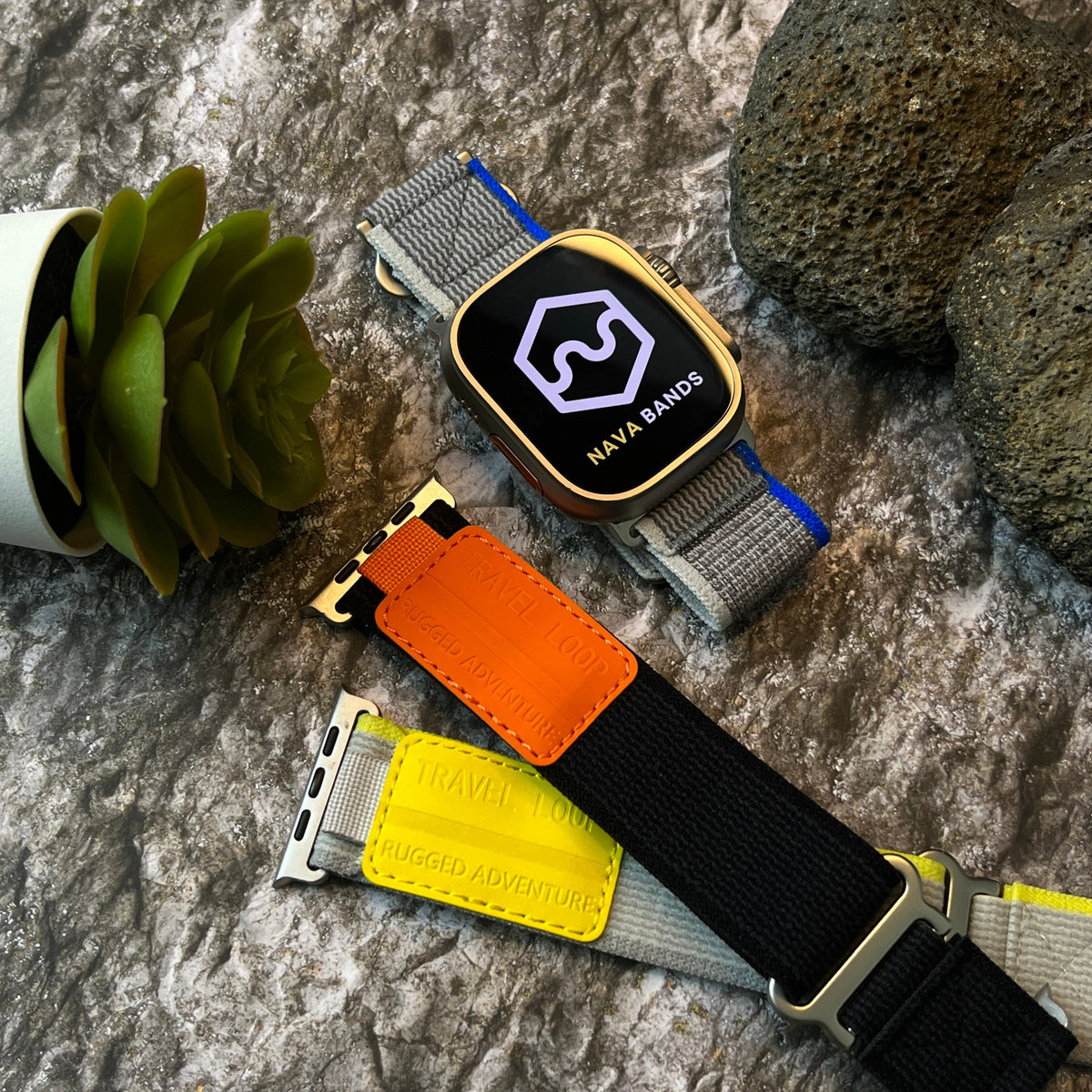 Bracelet Boucle en Tissu pour Apple Watch, Extensible et Ajustable