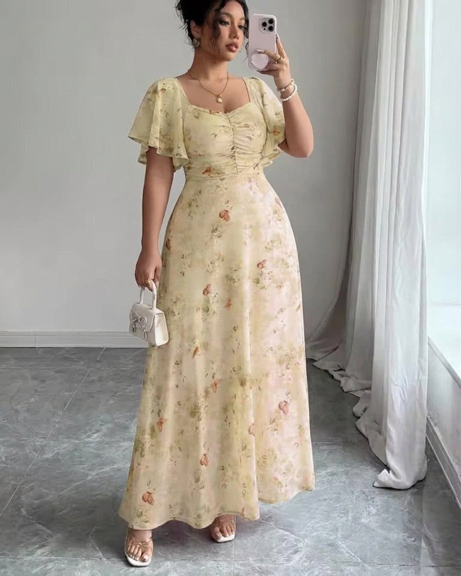 Robe Femme Moulante à Manches Volantées