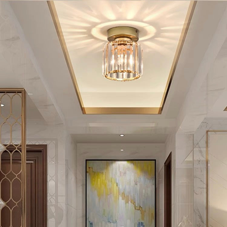 Plafonnier Design en Laiton et Cristal, Finition Noire