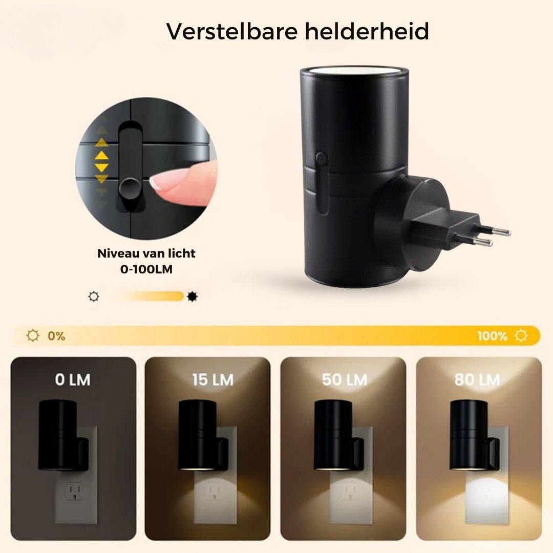 Veilleuse LED Enfichable avec Capteur de Lumière, Dimmable