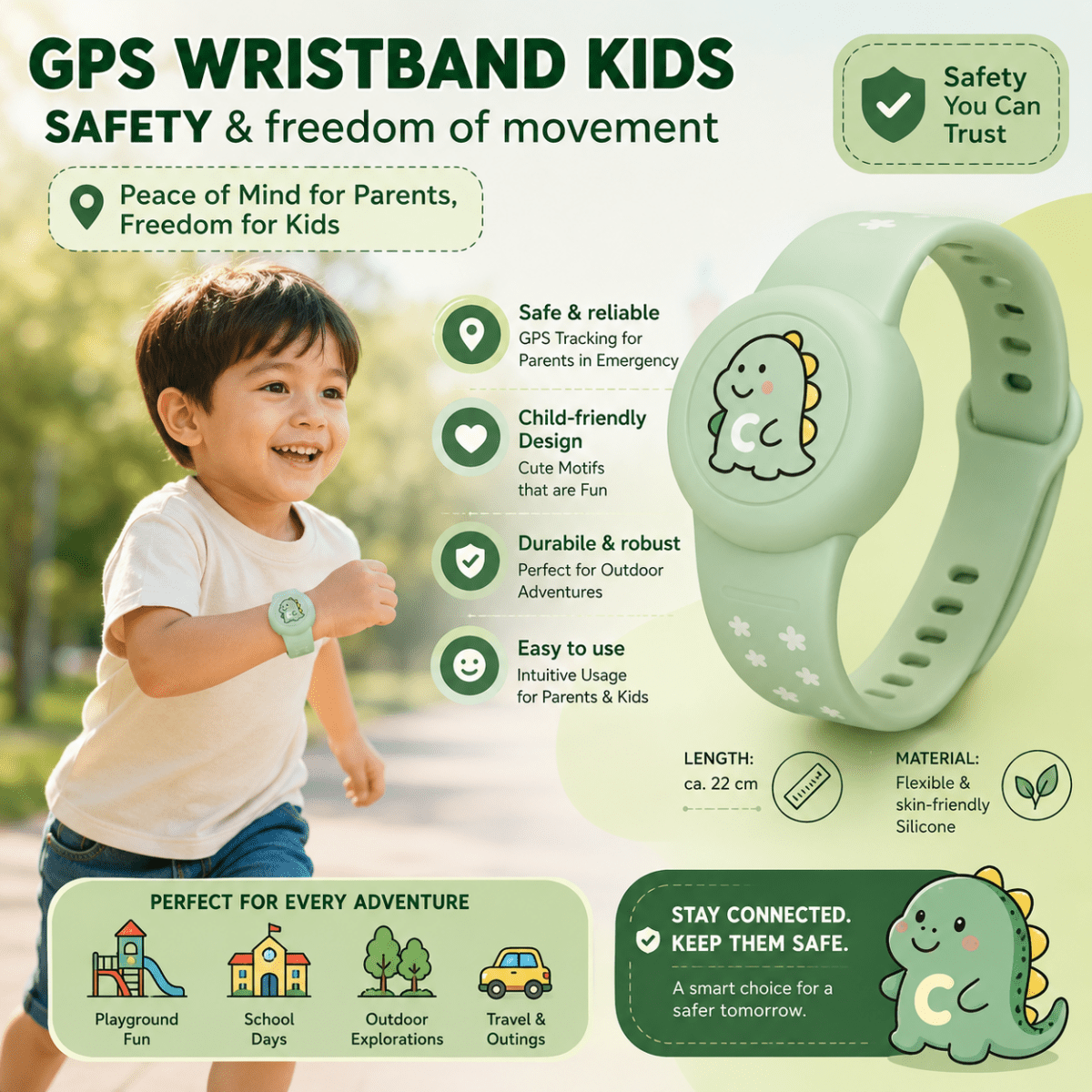 Kleurrijke GPS-armband voor kinderen – Comfortabel en verstelbaar voor school en vrije tijd