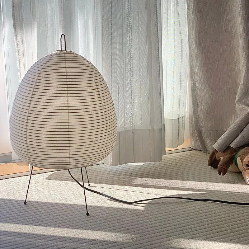 Lampe de Table en Papier de Riz Japonais – Éclairage LED Intégré