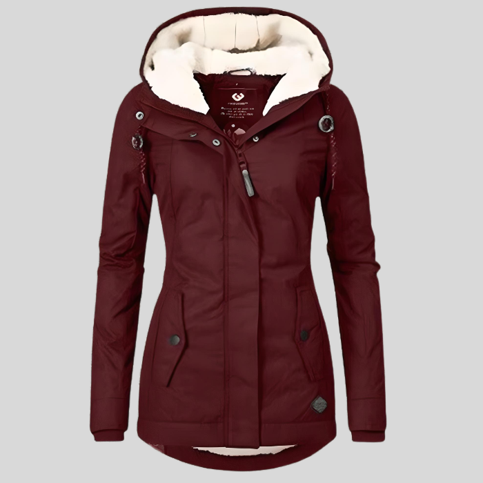 Manteau Long Femme Imperméable à Capuche - Doublure Chaude Hiver